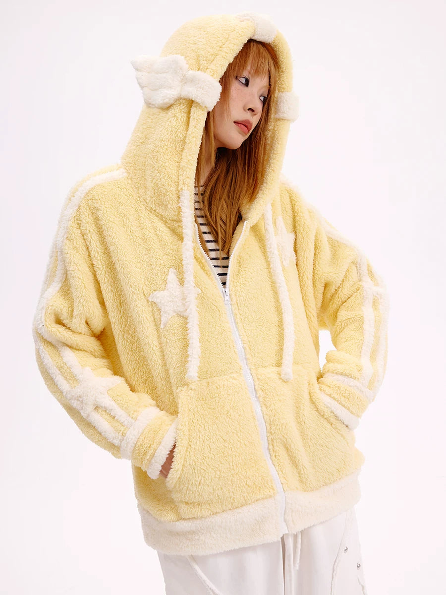 Angel Design Boa Zipper Hoodie