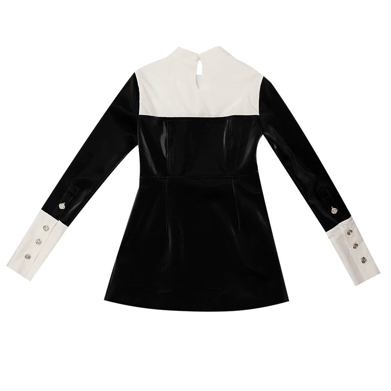 Bicolor Patchwork Long Sleeve Dress