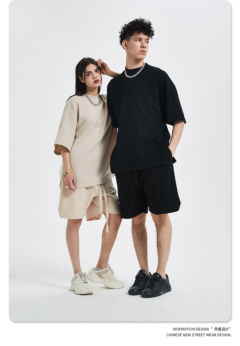Oversize Waffle Short-sleeve T-shirt & Waffle Short Pants Setup