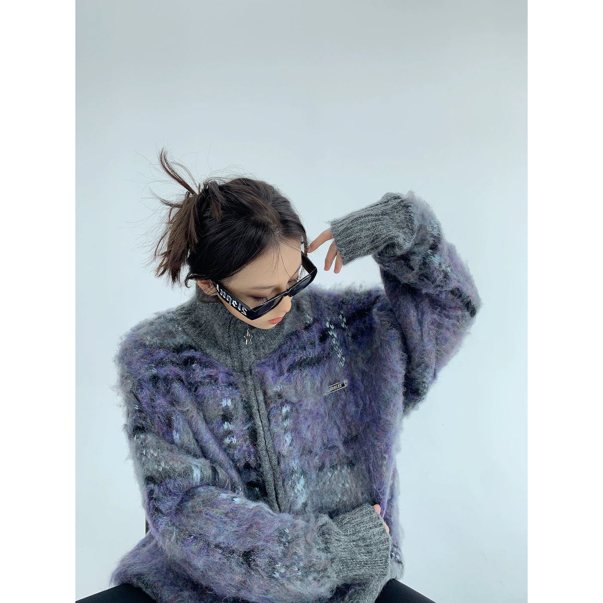 Oversized Double Zipper Knit Cardigan