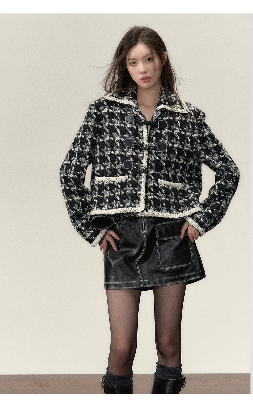 Short Plaid Wool Jacket
