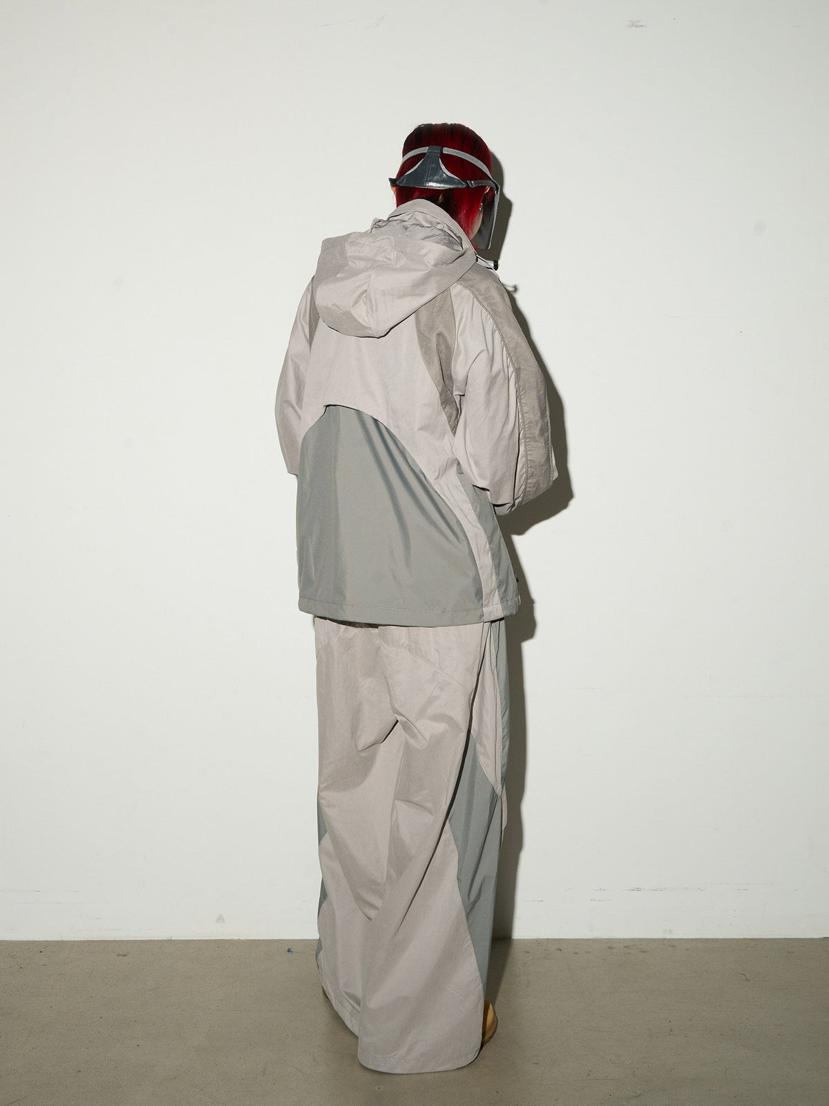 Oversize Nylon Hooded Jacket & Panel Wide Leg Pants Setup