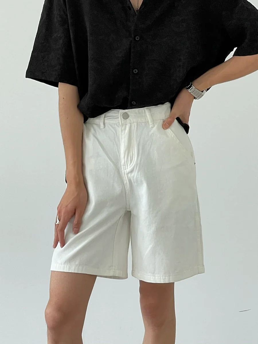 Thin High Waist Wide-Leg Straight Shorts