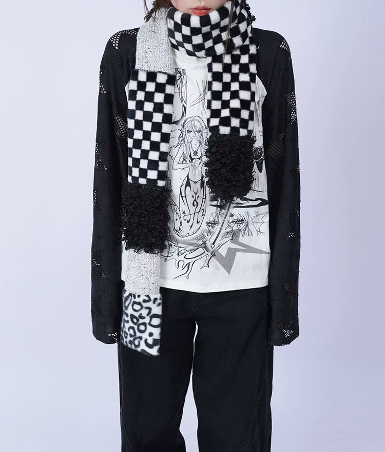 Patchwork Fake Fur Scarf