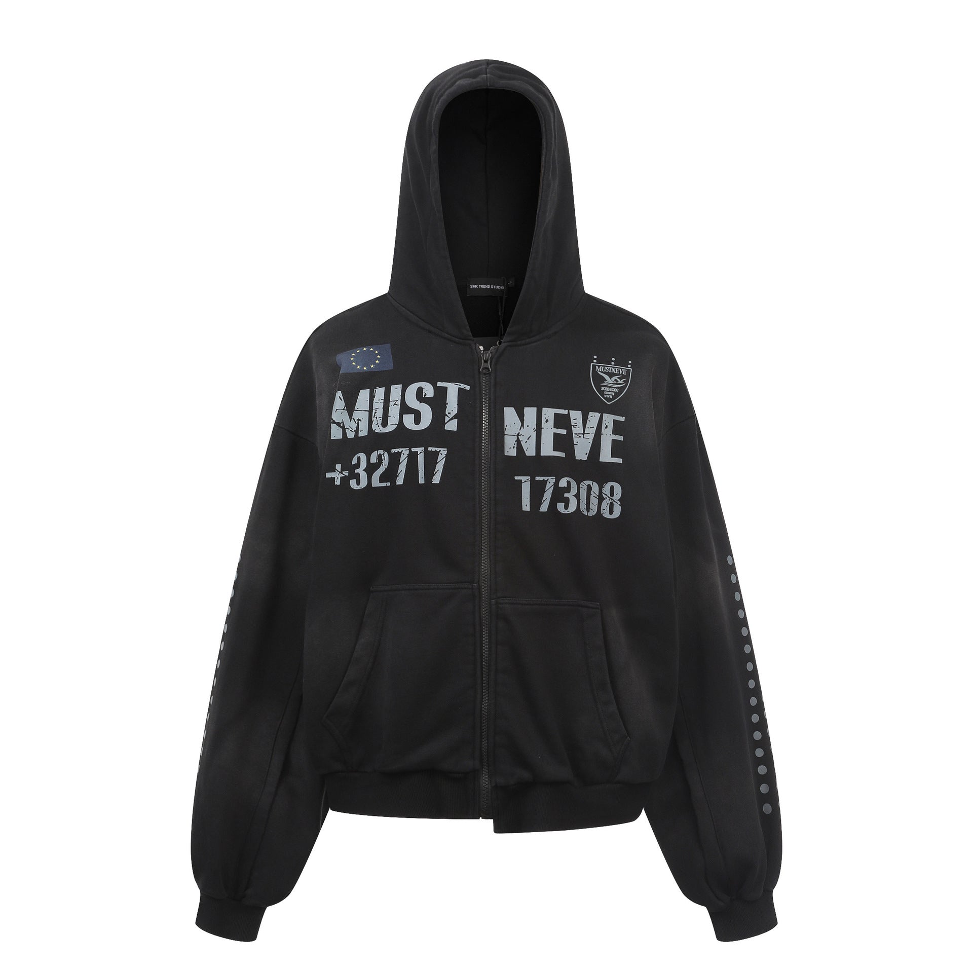 Dirty Washed Logo Print Zipper Hoodie & Dirty Washed Sweatpants Setup