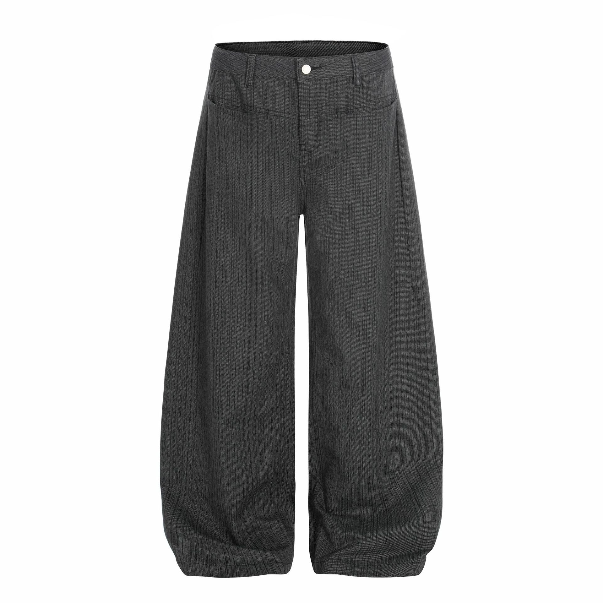 Stripe Embroidery Wide Leg Barrel Denim Jeans