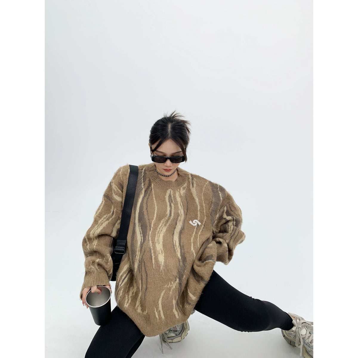 Pull oversize en maille à rayures Mrble