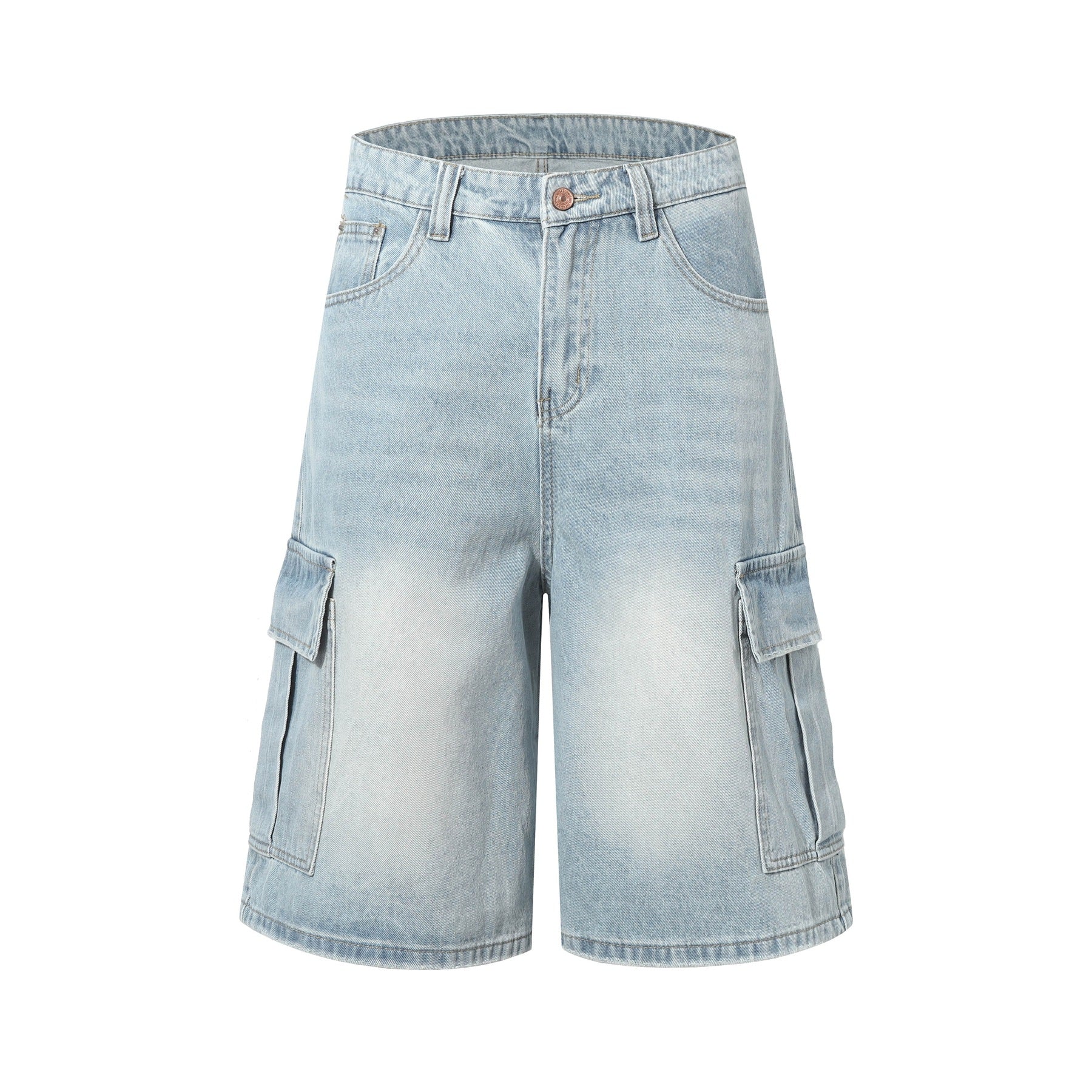 Washed Multi-Pocket Denim Jort