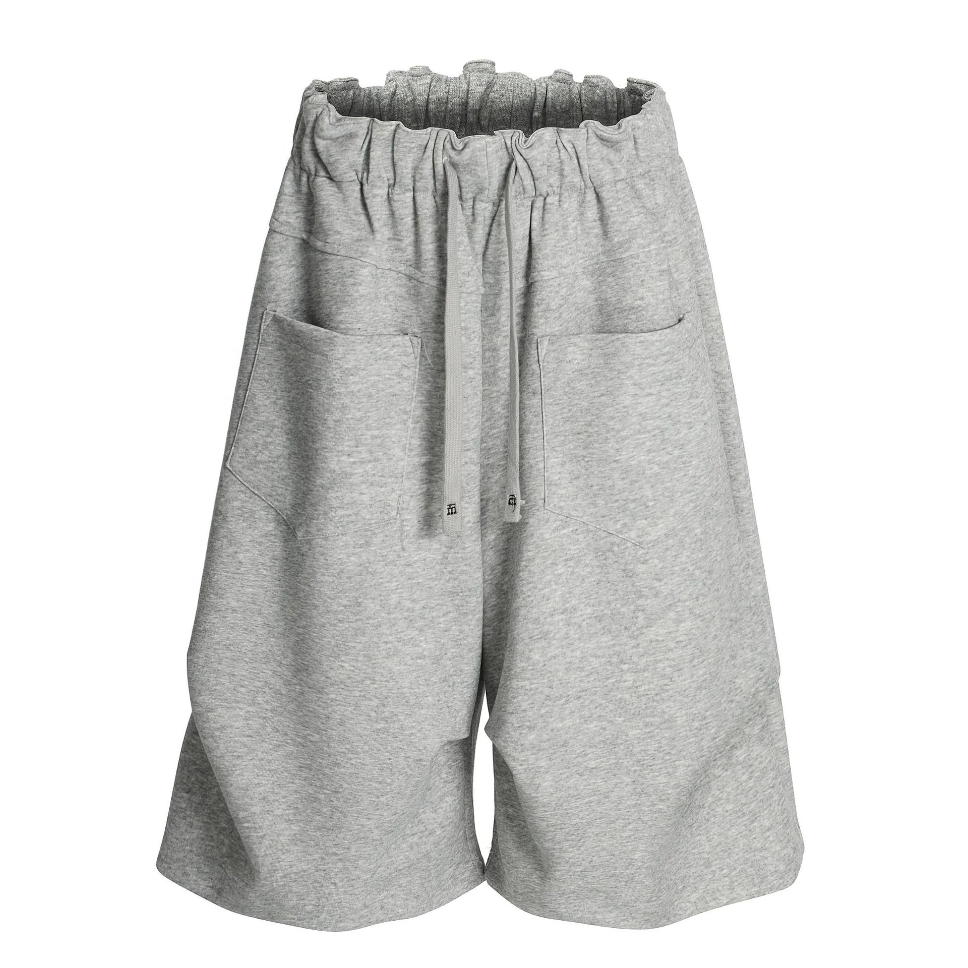 Pleats Panel Wide Leg Half Sweatpants