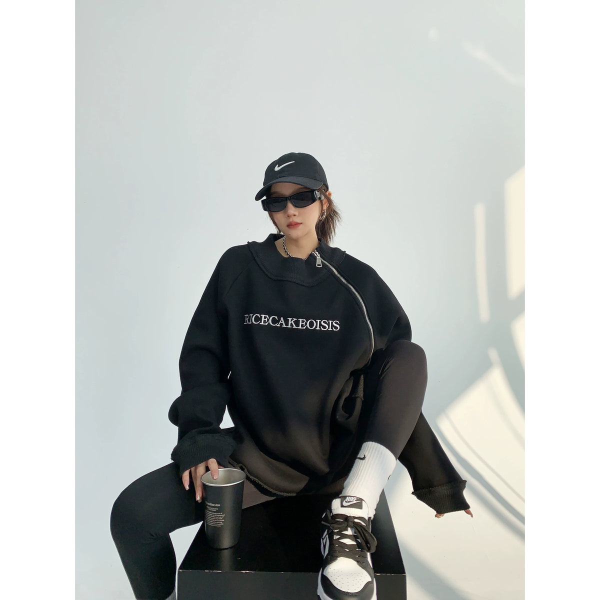 Side Zipper Design Oversized Heavyweight Sweatshirt