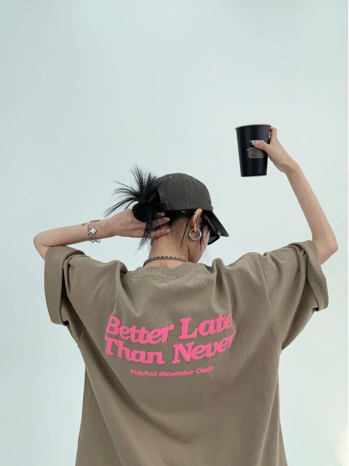 Pink Print Oversize Short Sleeve T-Shirt