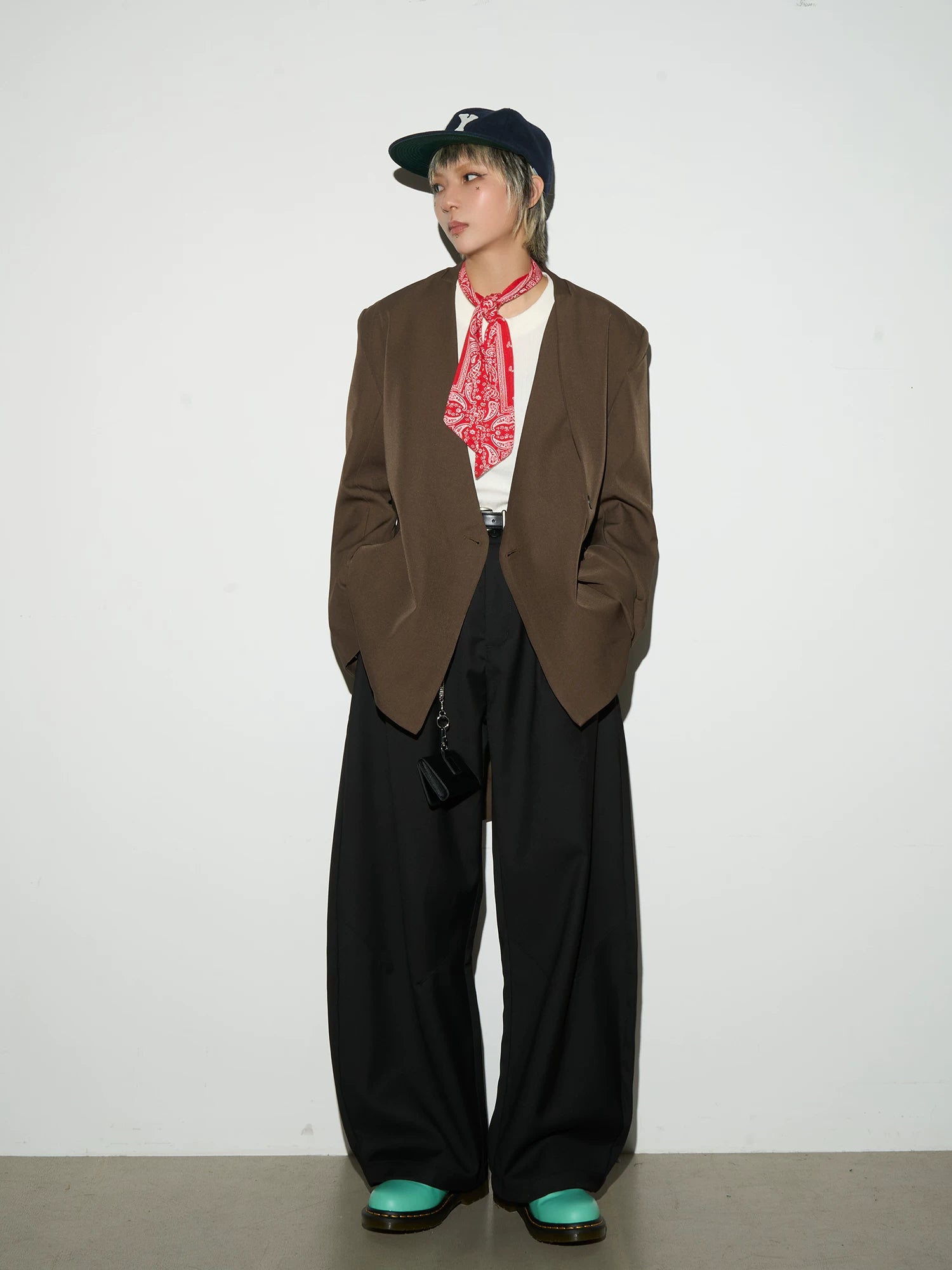 Wrap Tie Waist Tailored Jacket & Wide Leg Trousers Setup