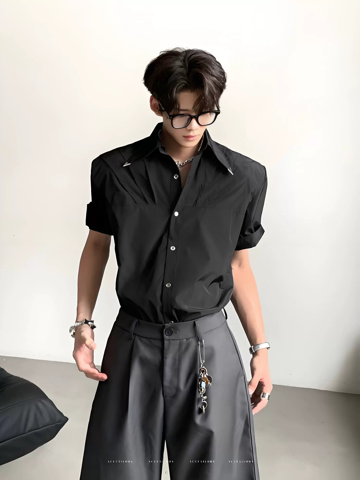 Pleated Wrinkle-Free Short Sleeve Shirt