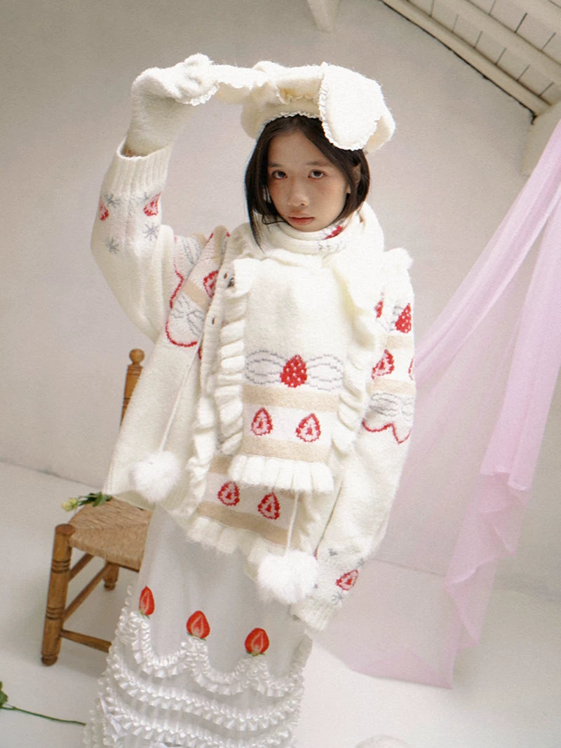 Strawberry Cake Jacquard Scarf