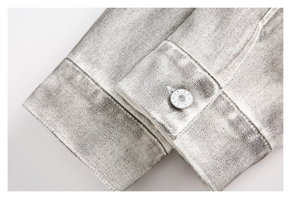Retro Distressed Denim Work Jacket
