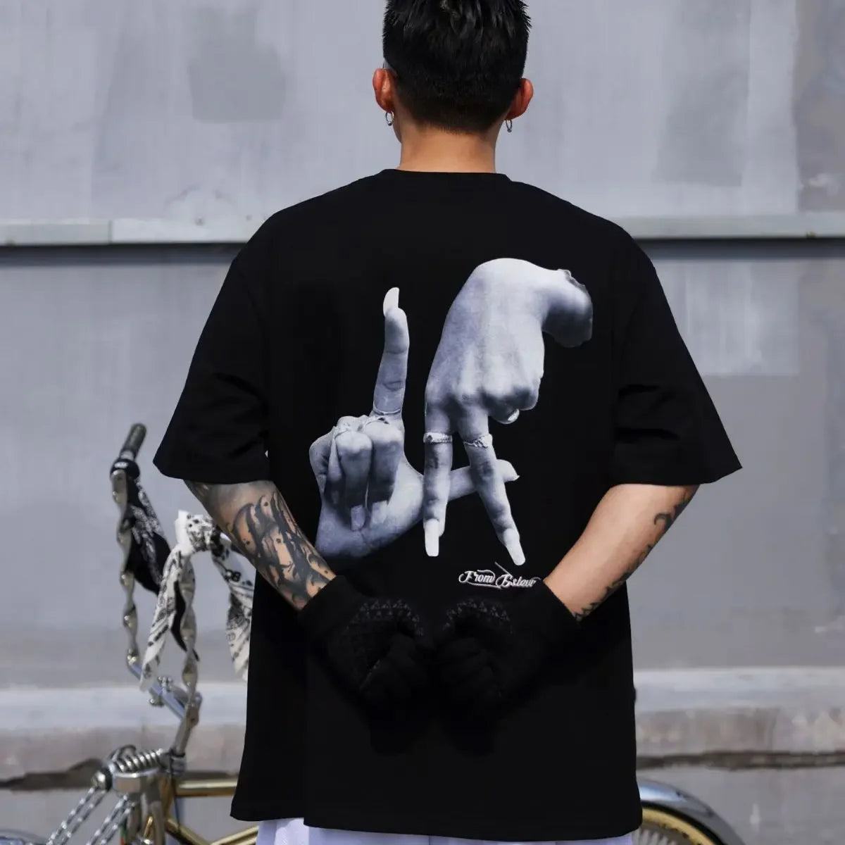 Hand Gesture Graphic Printed T-shirt