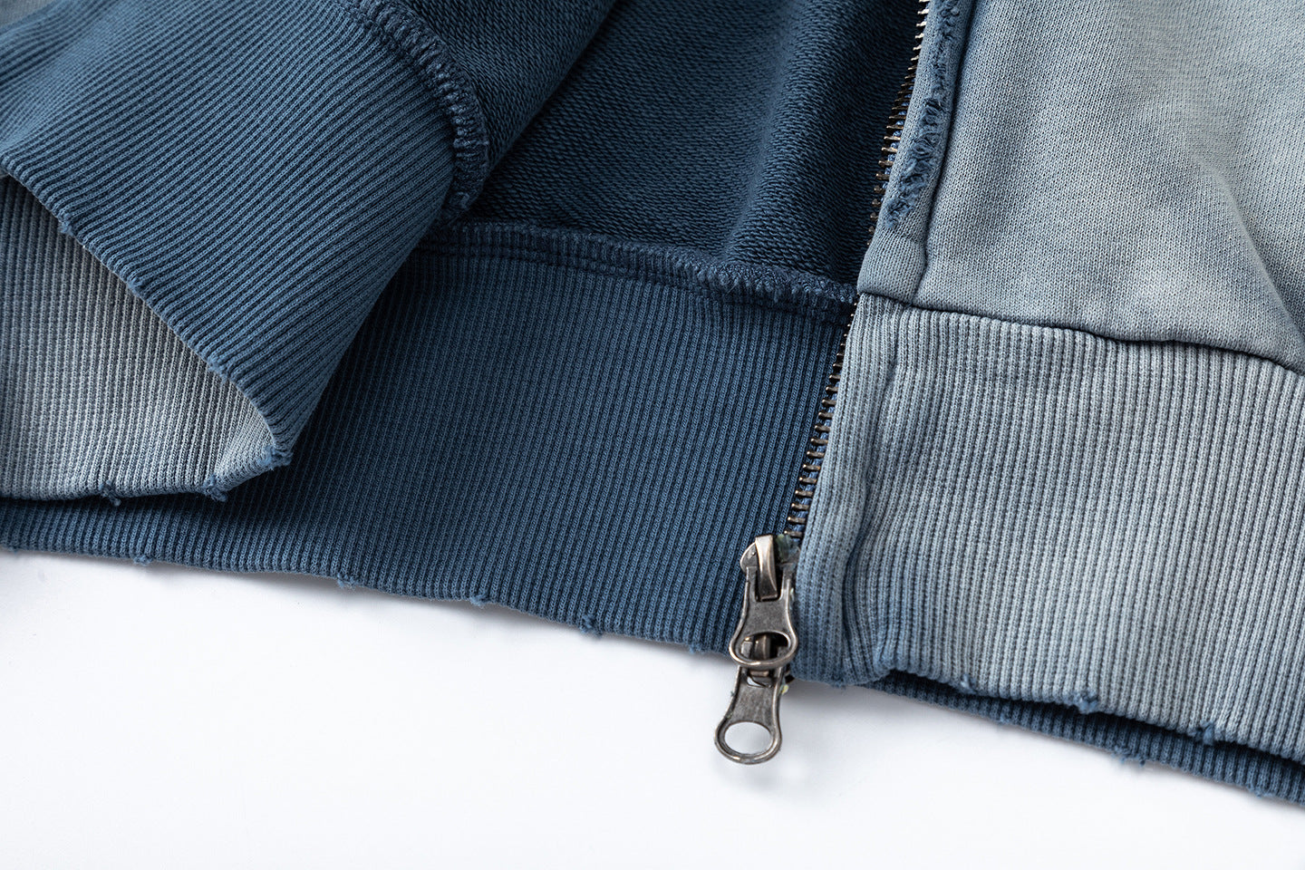Washed Damage Print Boxy Zipper Hoodie
