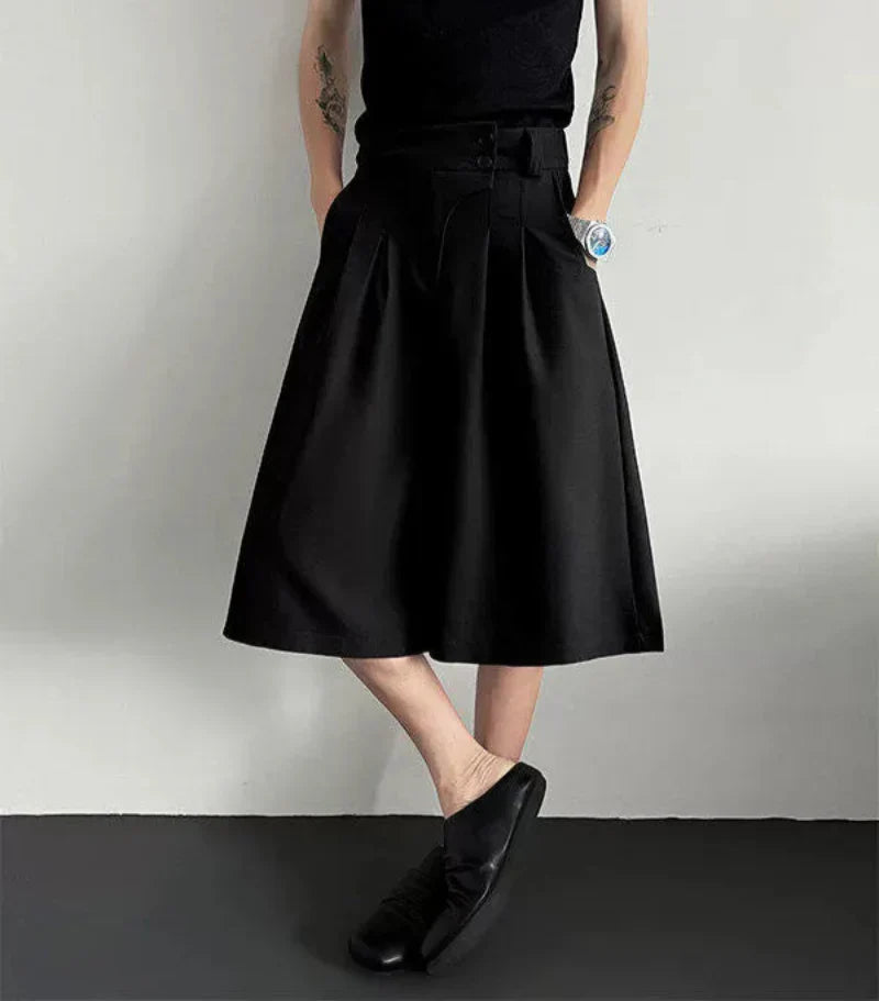 Button Detail Wide Leg Short