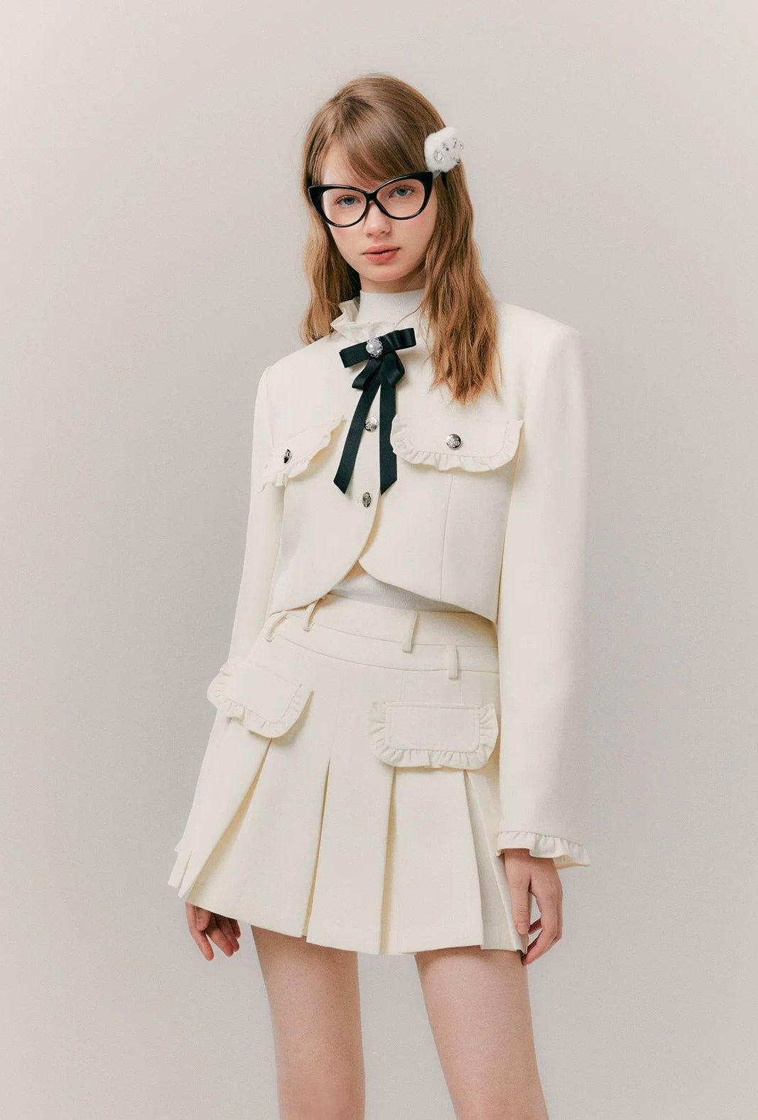 Pleated Skirt & Slim Tailored Jacket Setup