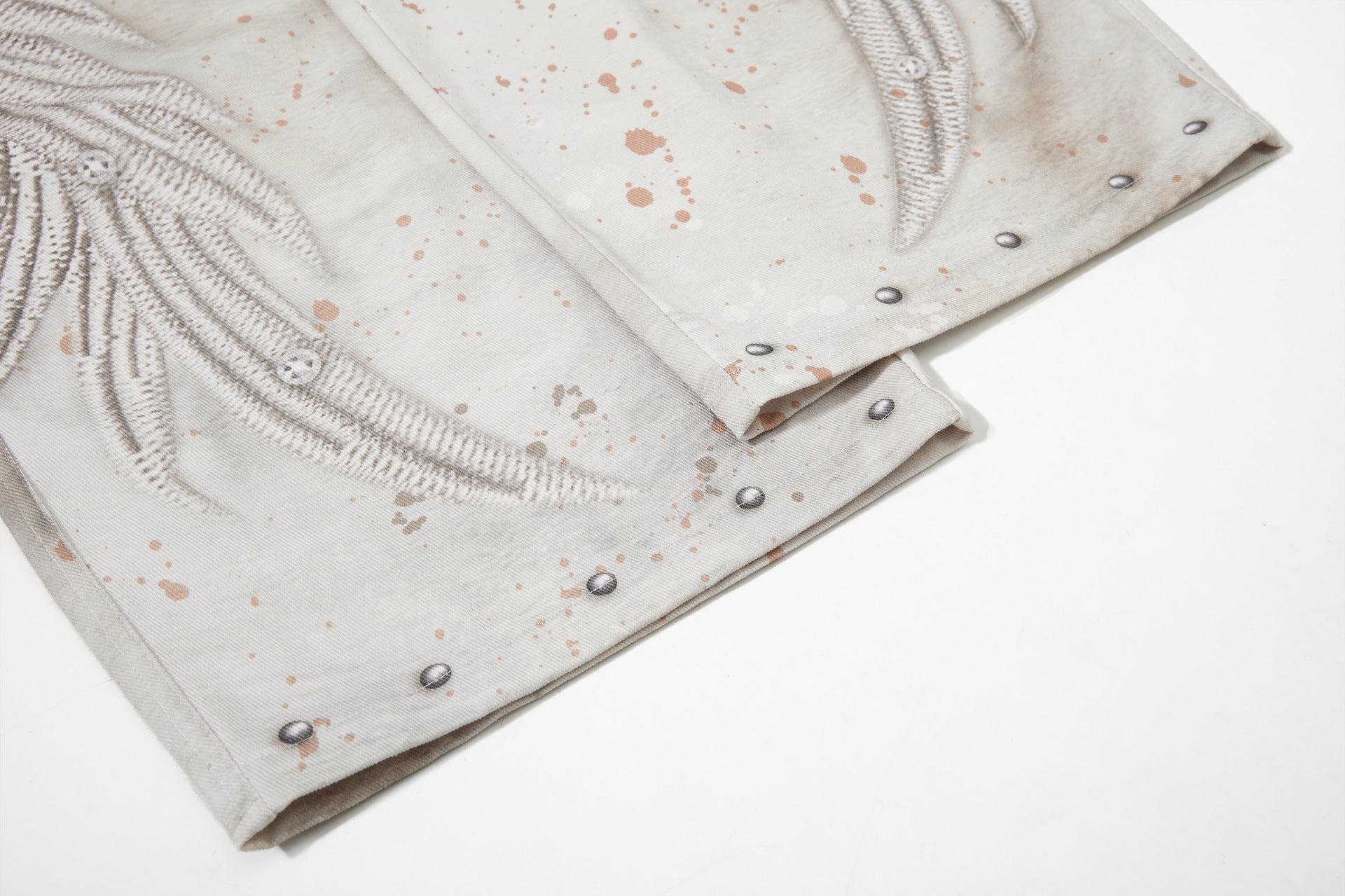Studs Paint Wing Wide Leg Denim Jeans