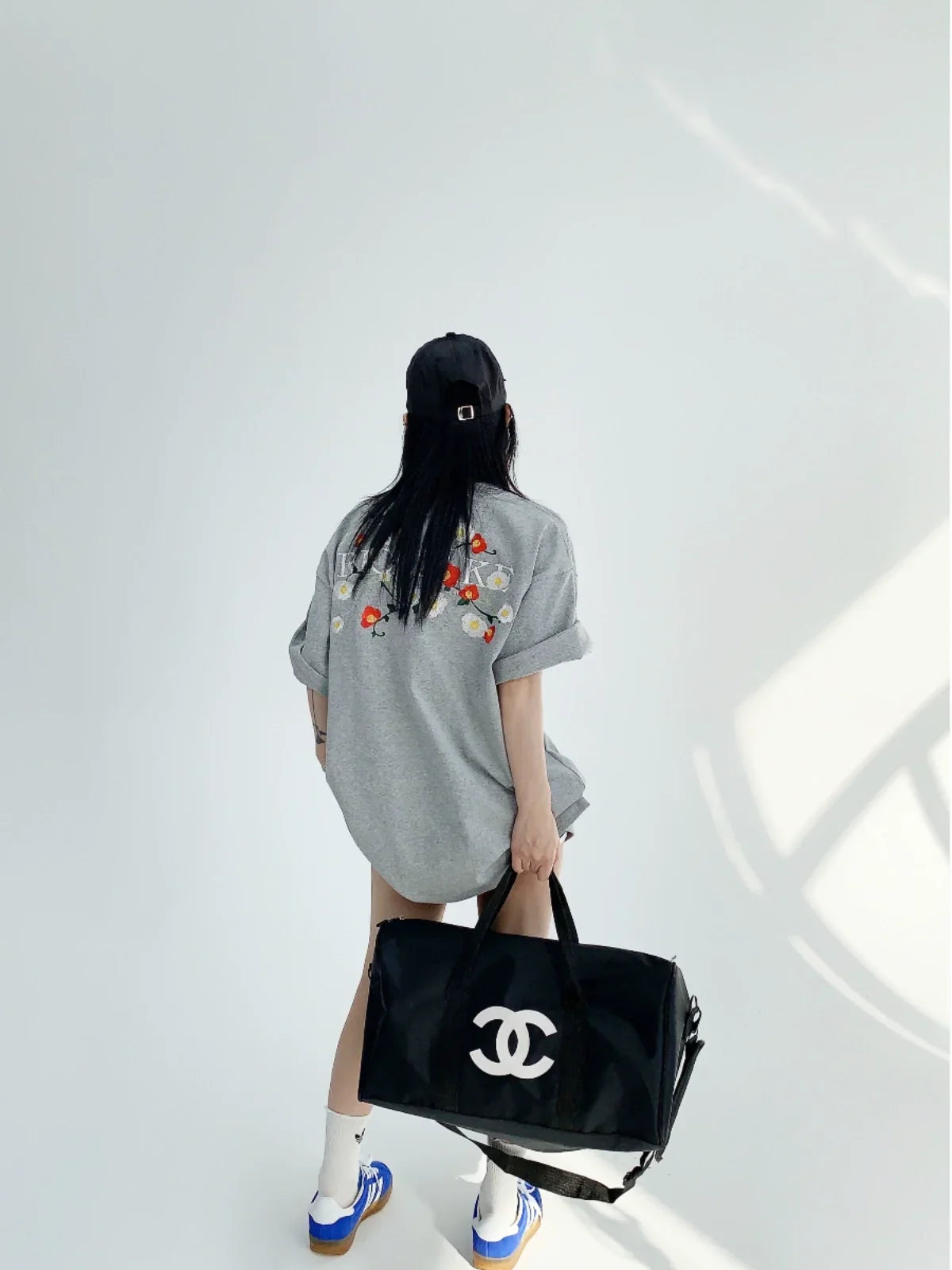 Oversized Flower Print Short Sleeve T-Shirt