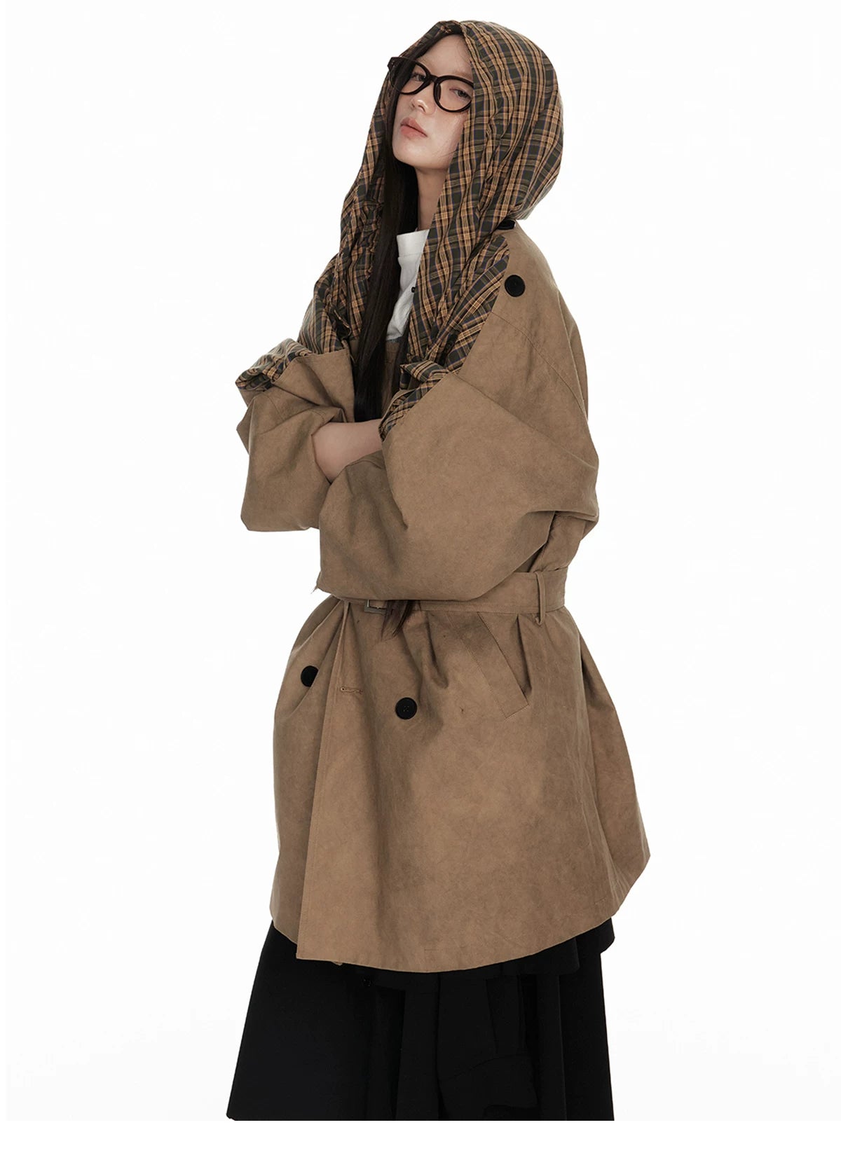 Textured Hooded Lining Jacket