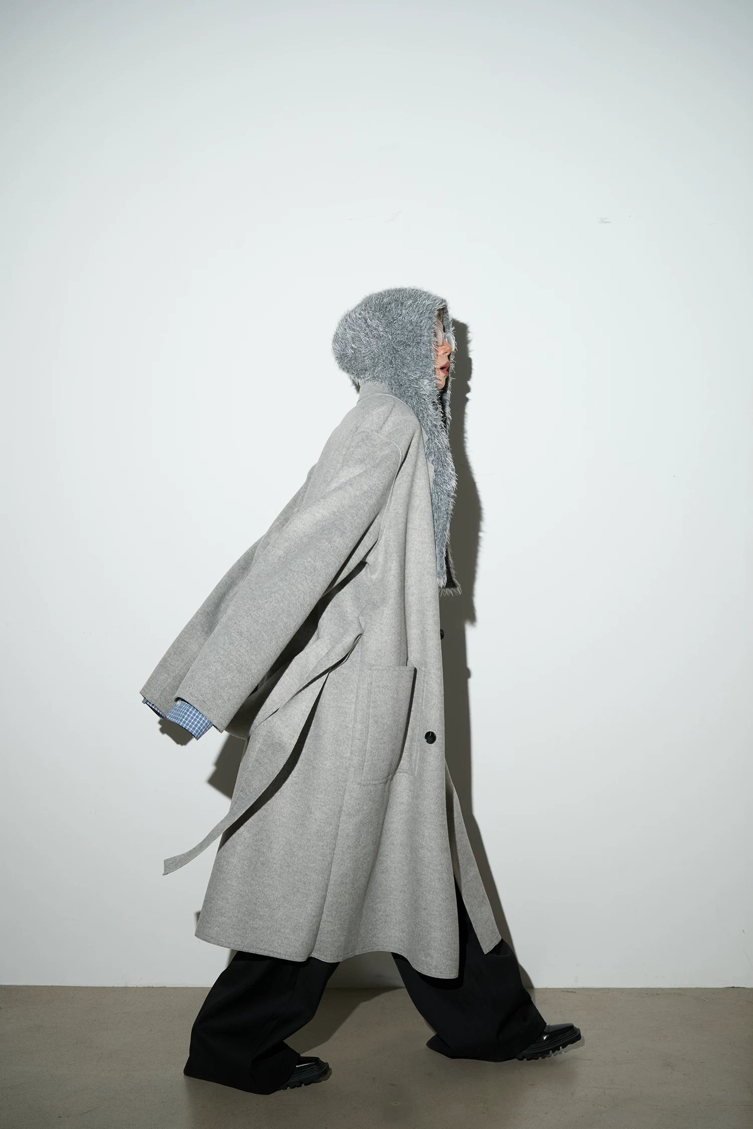 Double Breasted Belted Long Length Coat