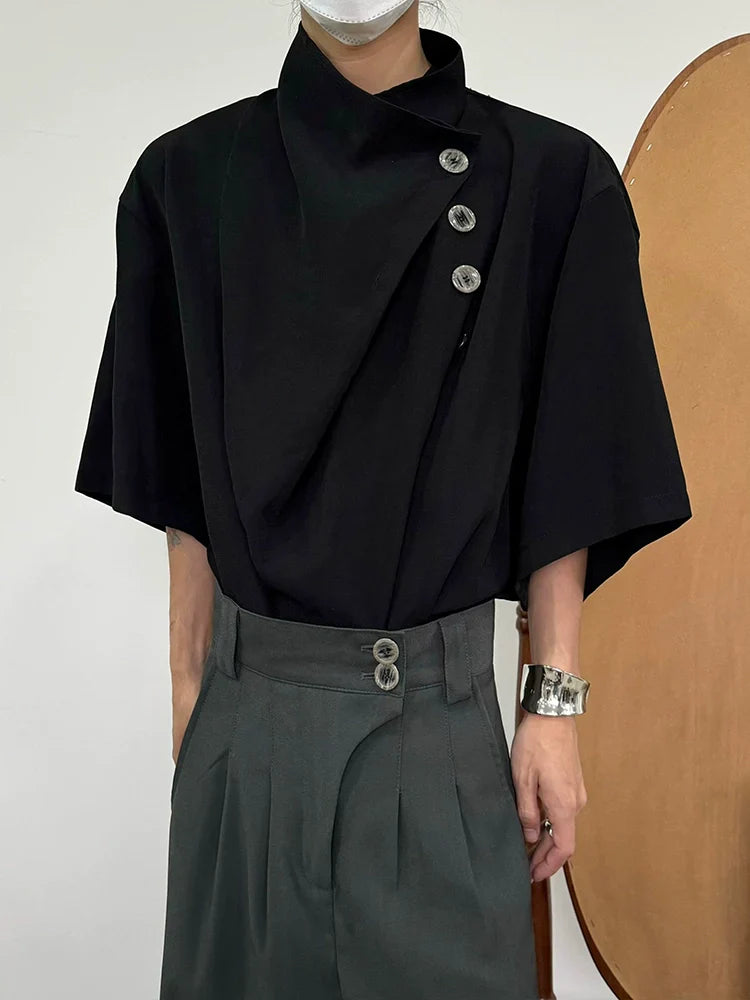 Asymmetry Button Design Short Sleeve Shirt