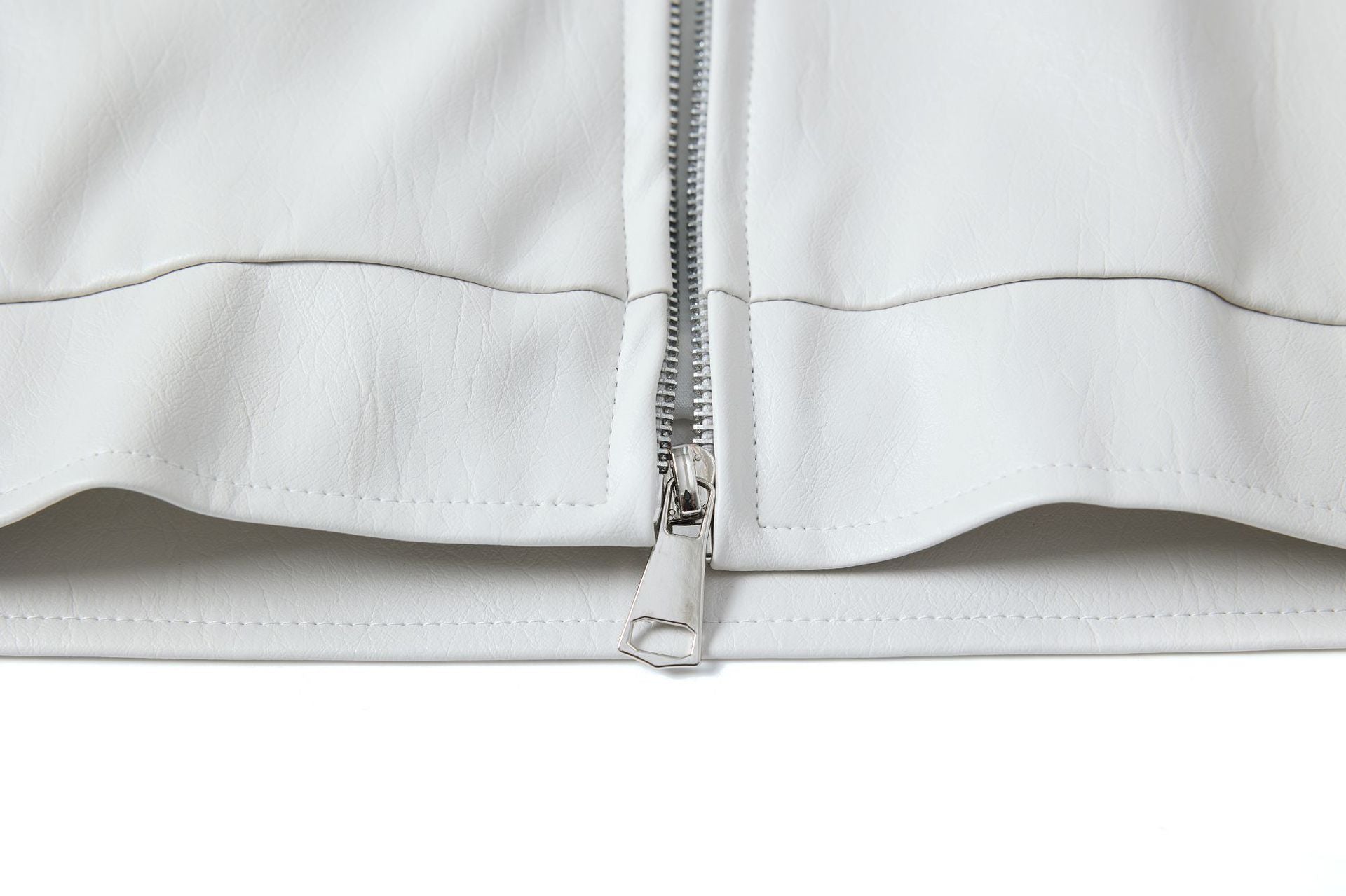 Deconstruction Letter Patch PU Leather Jacket