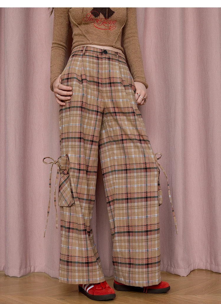 Plaid Wide-Leg Pants
