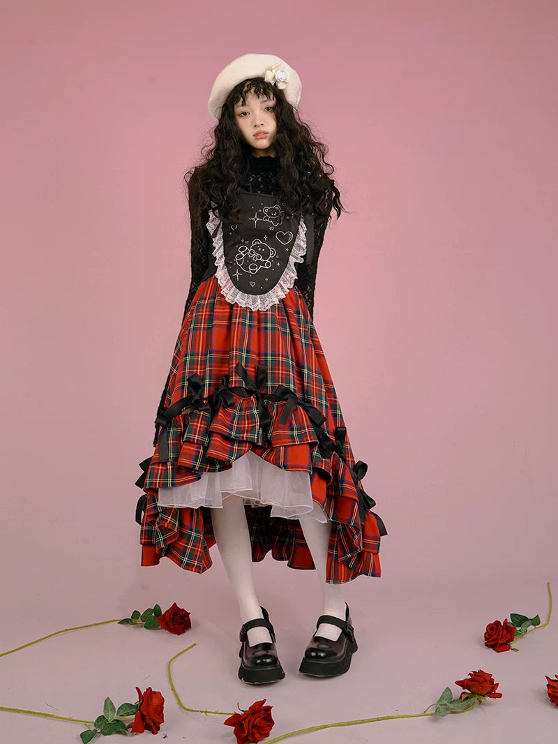 Irregular Bow Elastic Waist Long Skirt