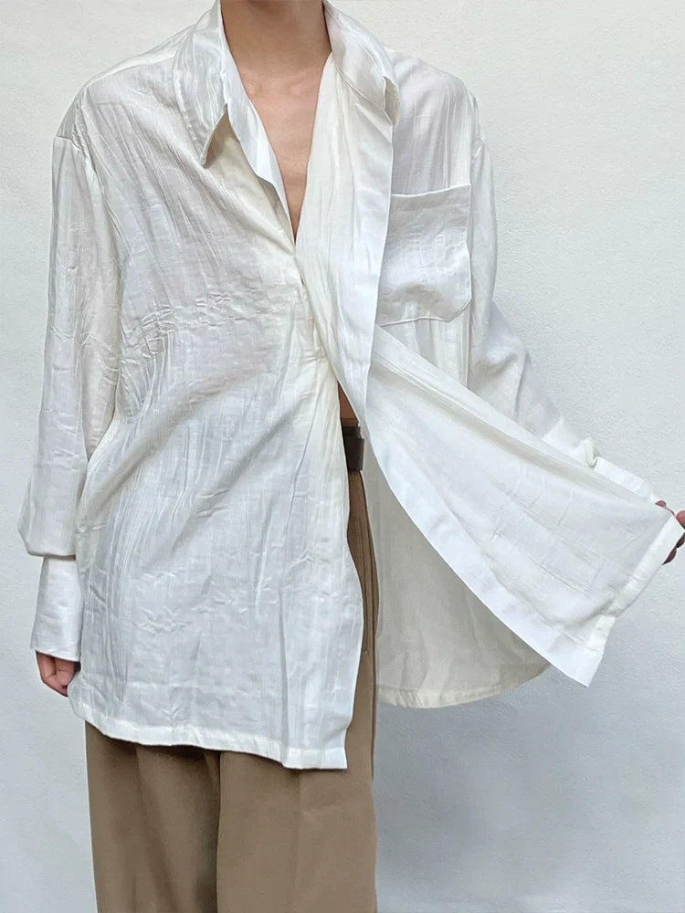 Pleats Oversize Long Sleeve Shirt