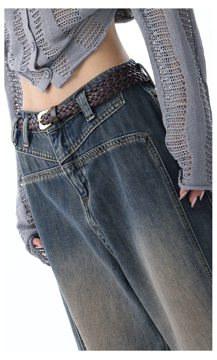 Y2K High Waist Nostalgic Wide Leg Women's Jean