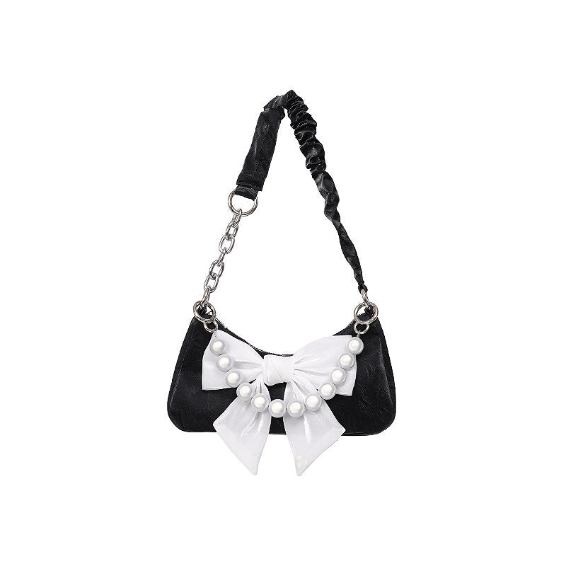 Contrast Color Bow Shoulder Bag