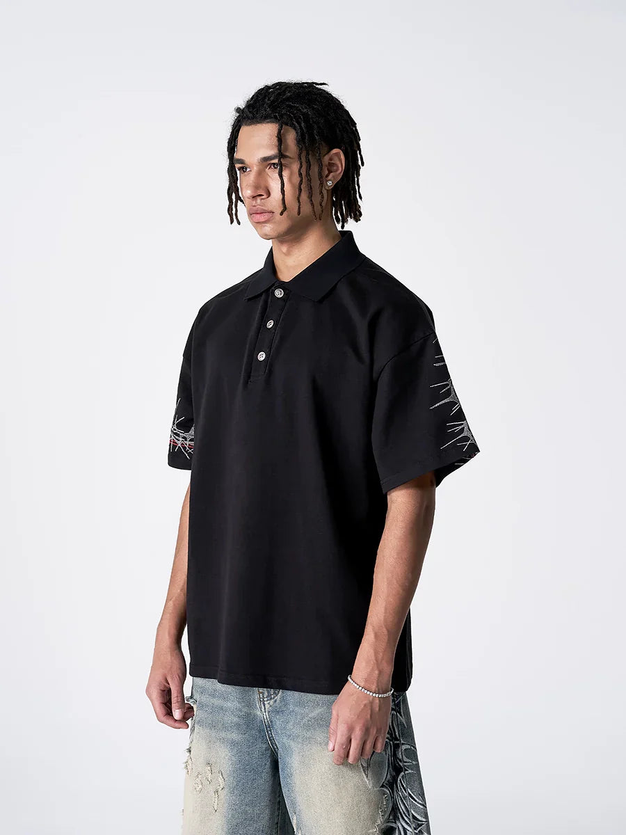 Heavy Embroidery Short Sleeve Polo Shirt