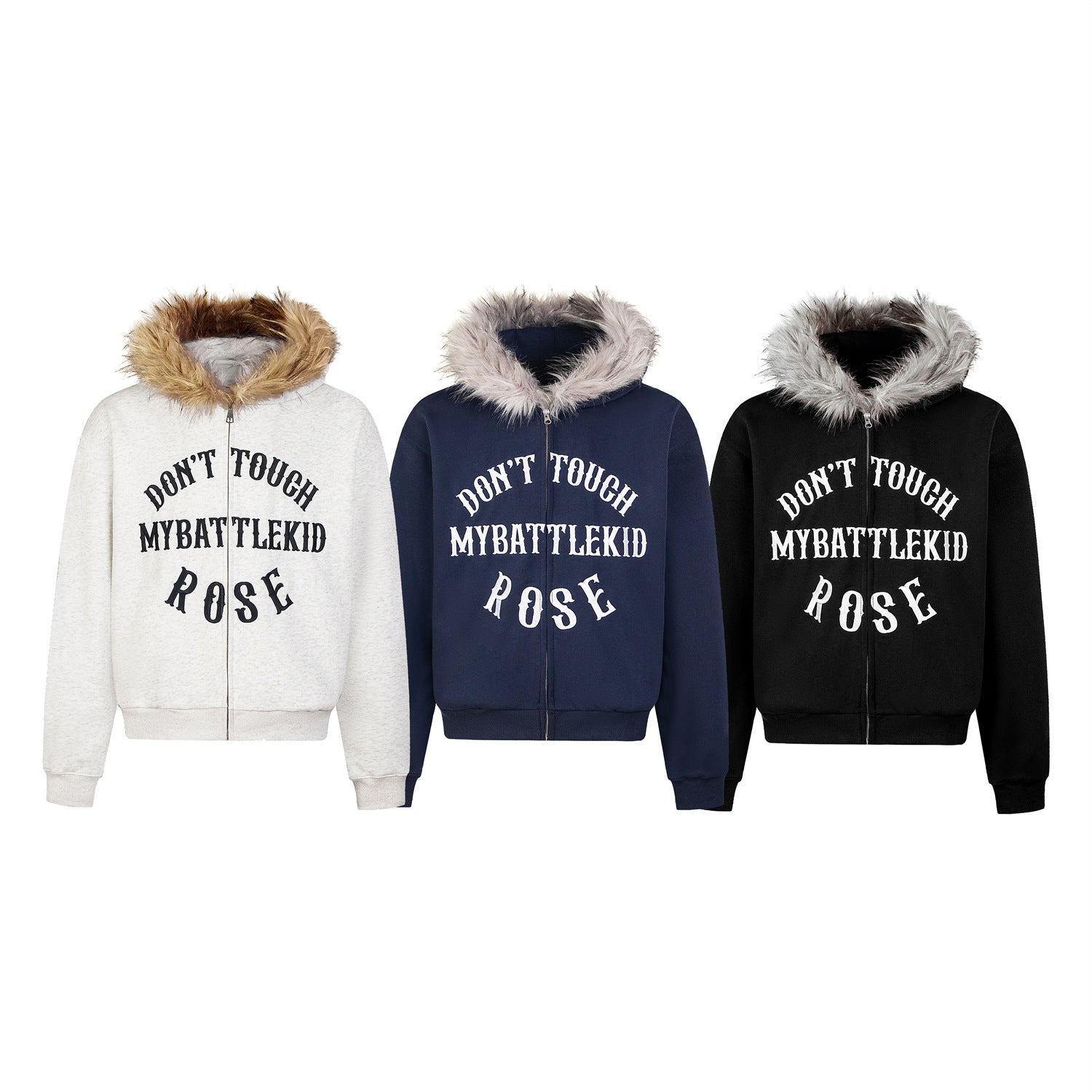 Letter Embroidery Fur Collar Oversize Pullover Hoodie