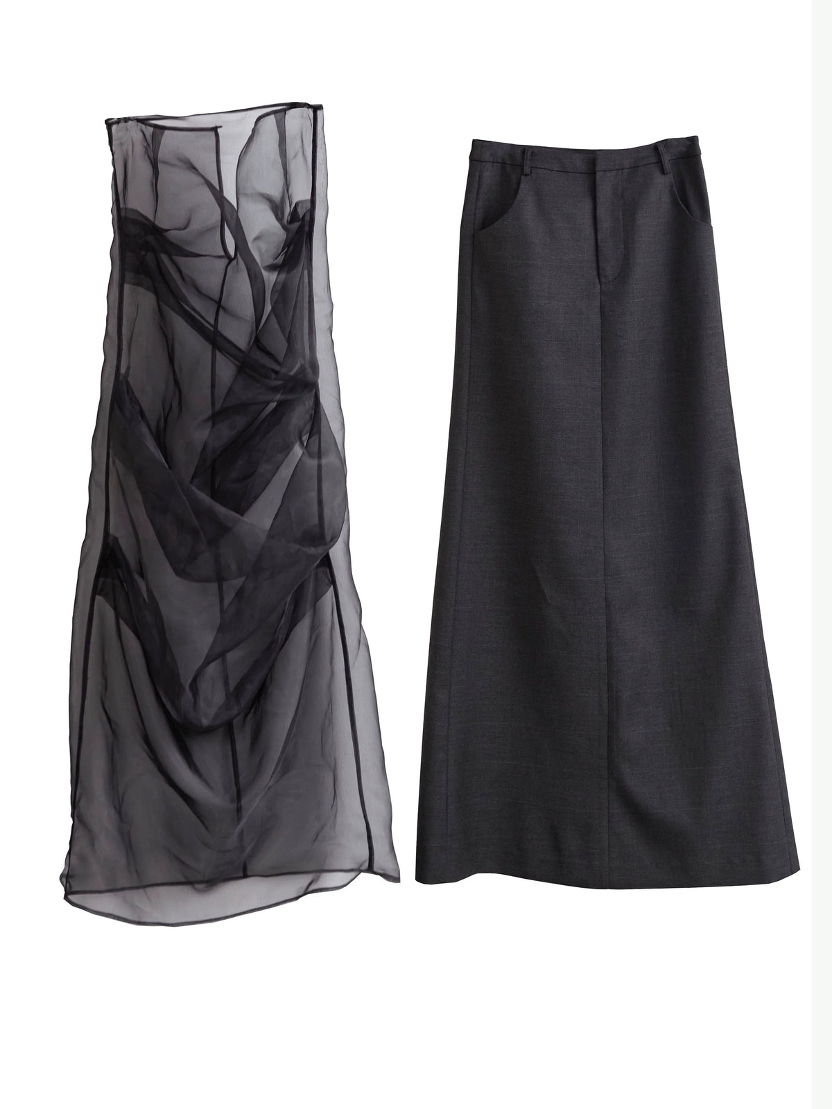 See-Through Chiffon Skirt And Long Skirt