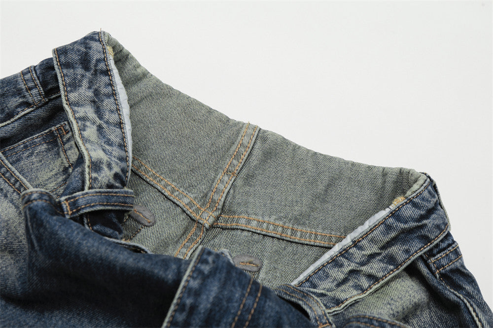 Retro Wide-Leg Denim Jeans - Pants