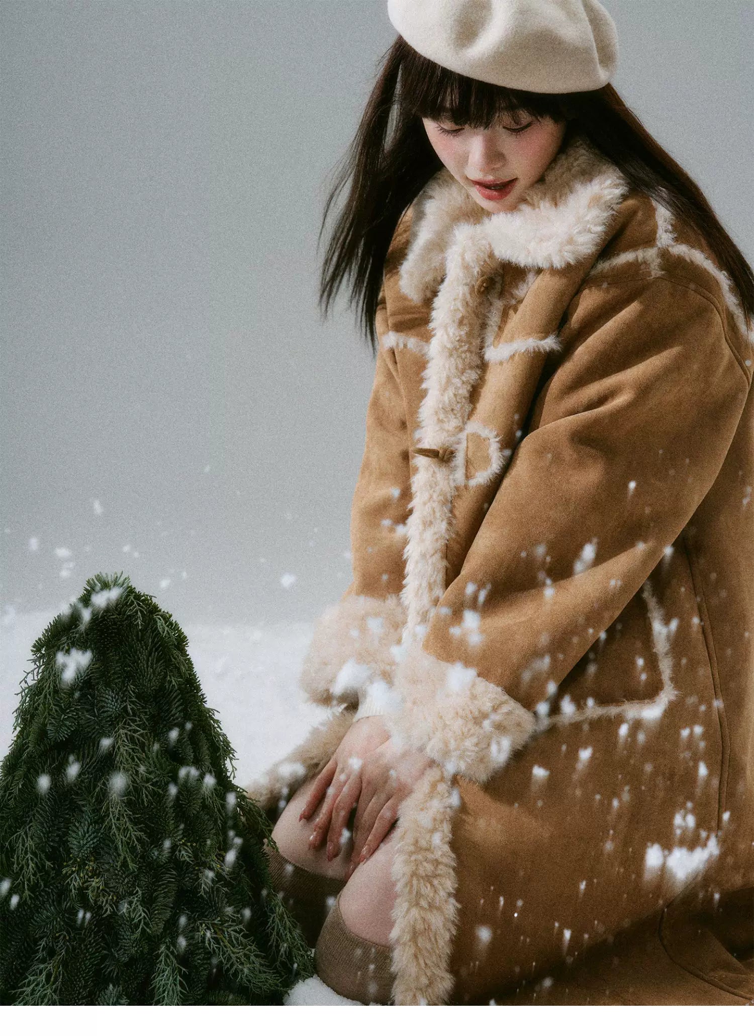 Cream Oak College Vintage Fur Horn Button Coat