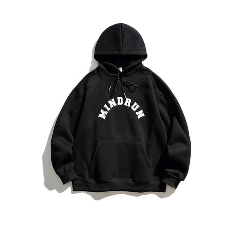 Loose Padded Fleece Hoodie - Black / M