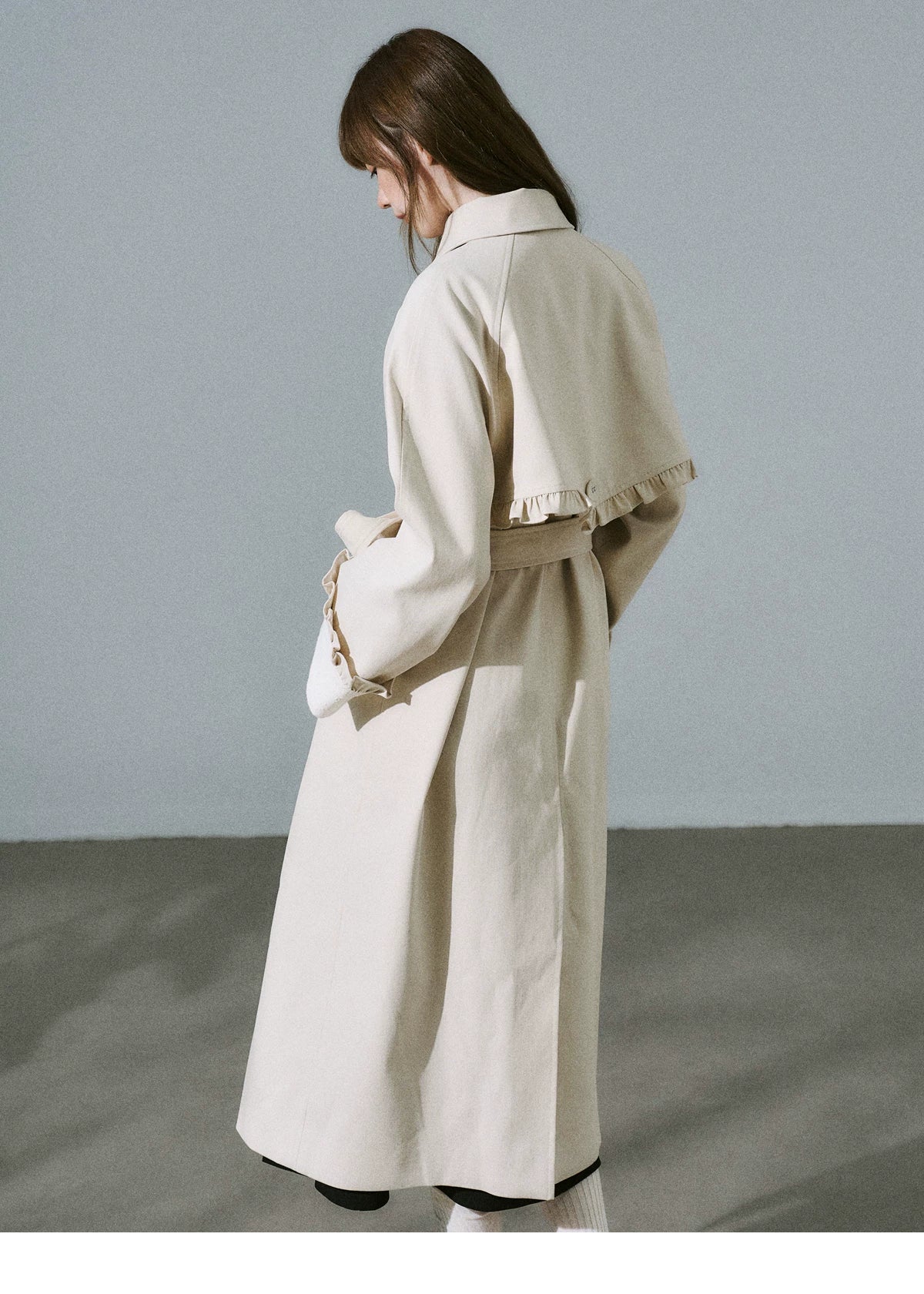 Lyocell Cotton Flower Bud Patchwork Ruffle Coat
