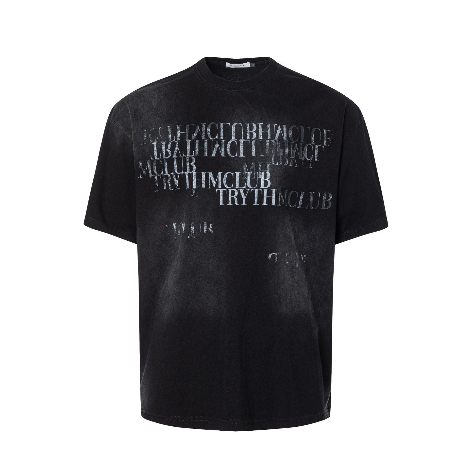 Dirty Washed Letter Print Oversize Short Sleeve T-Shirt