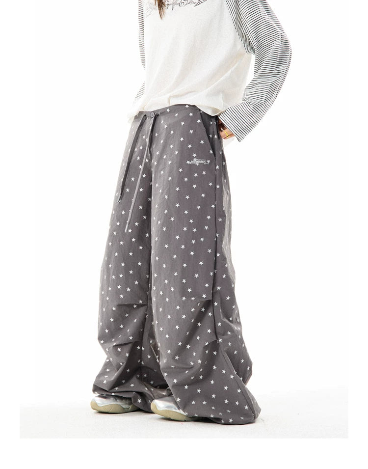 Allover Star Print Wide-Leg Pants
