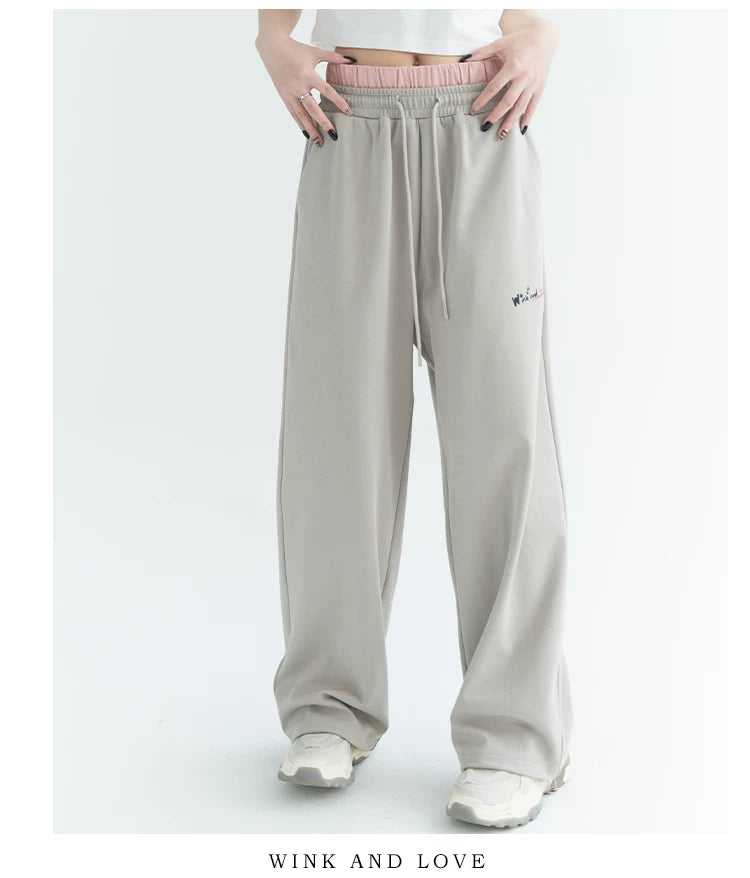 Double Waist Casual Straight Sweatpants