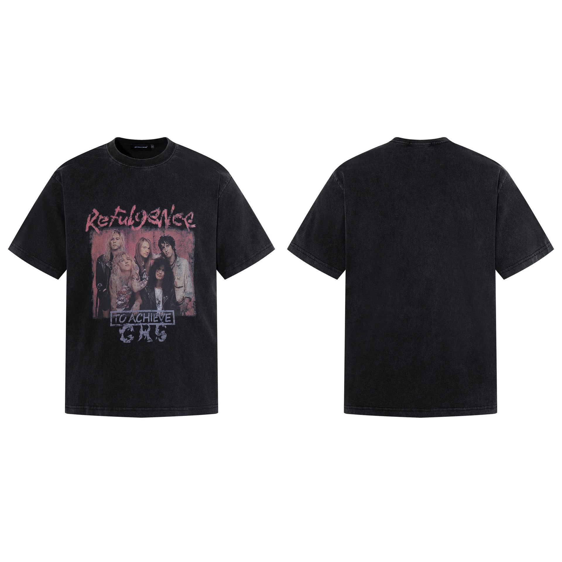 Washed Portrait Letter Print Short Sleeve T-Shirt