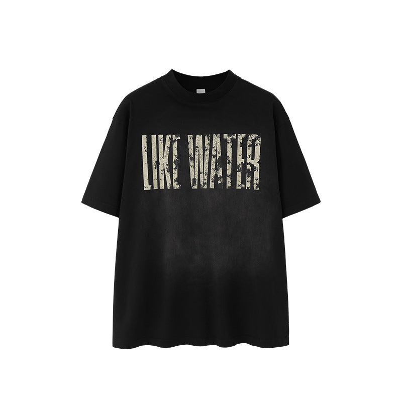 Camiseta estampada con efecto lavado y estampado agrietado
