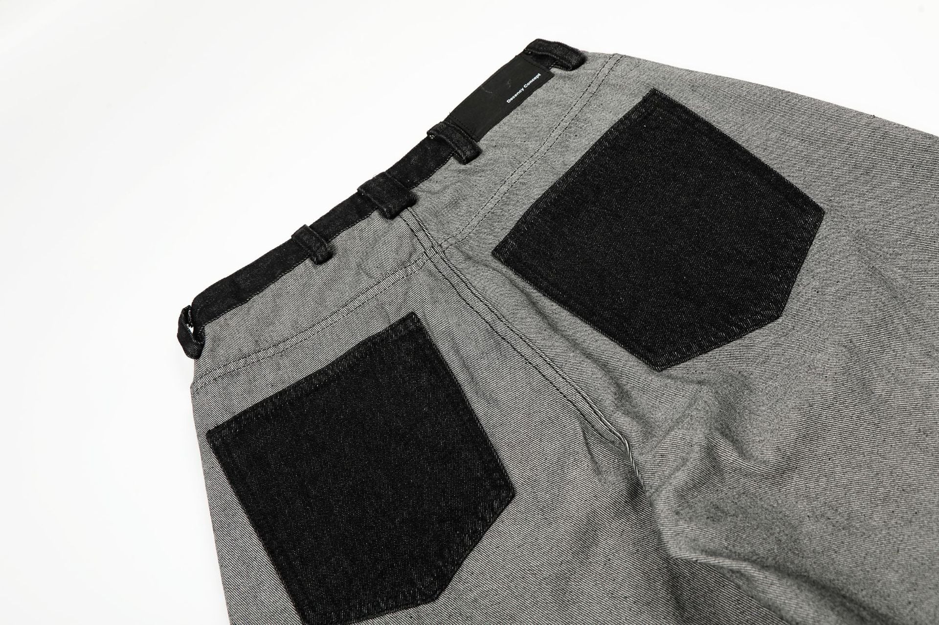 Print Deconstruction Wide Leg Denim Jeans