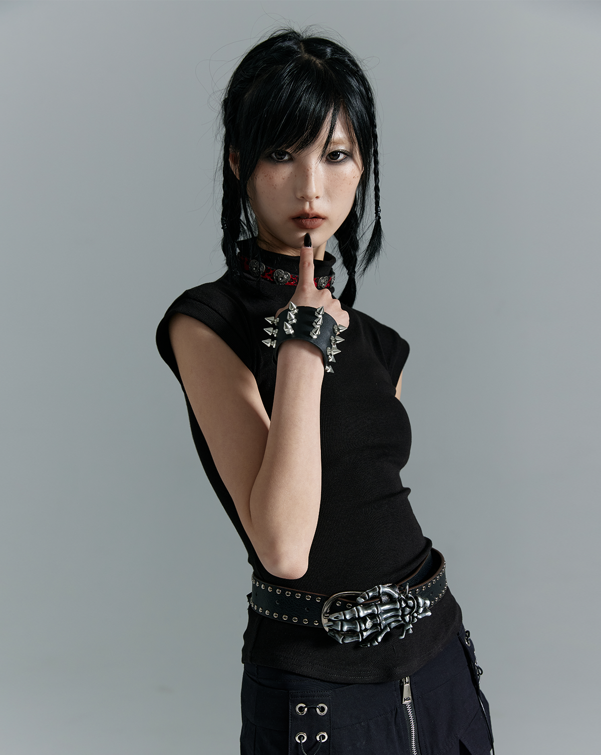 Studs Skull Washed Belt