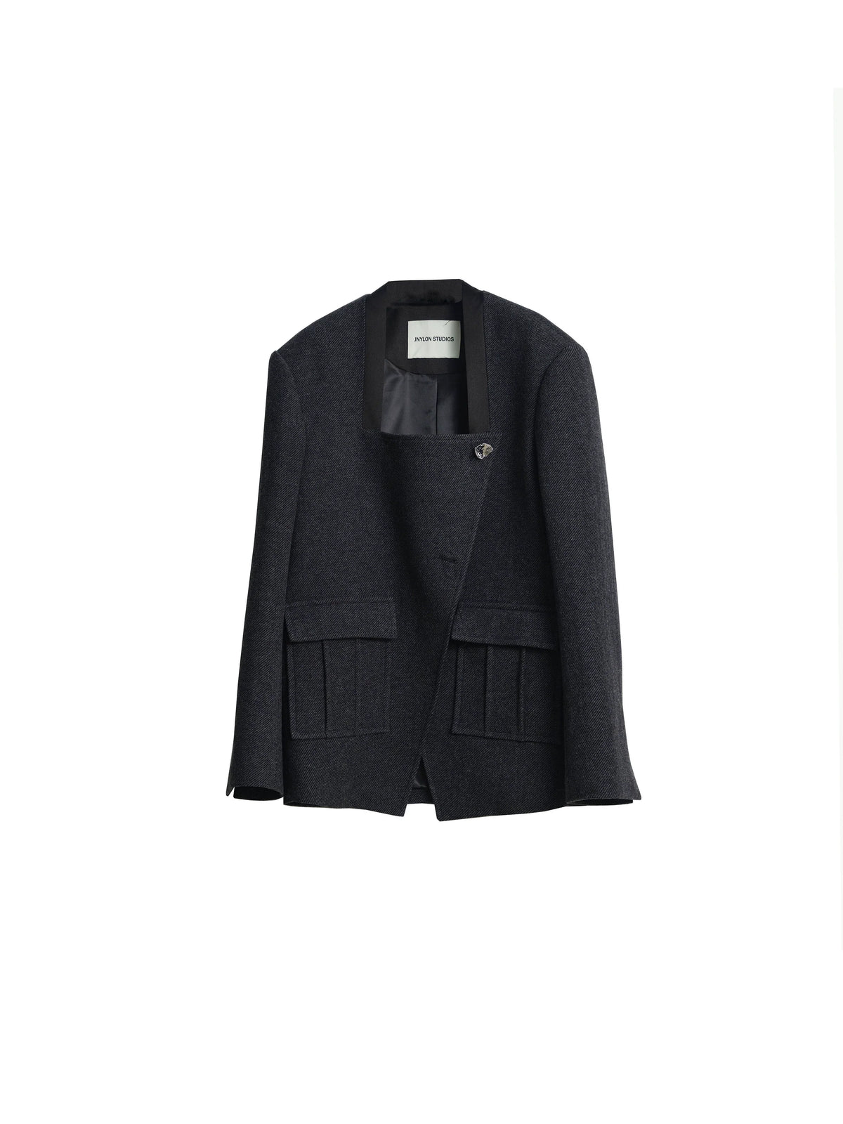 Low Neckline Diagonal Placket Jacket