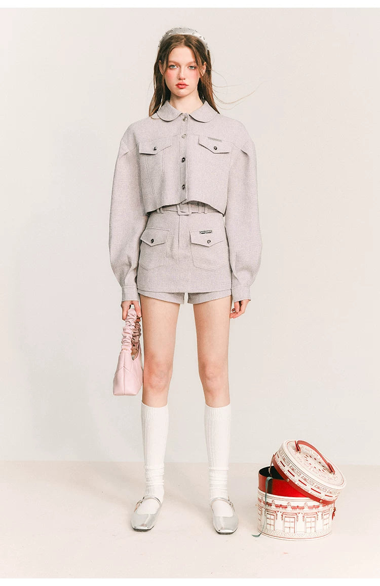 Cropped Jacket & Short Skirt Pants & Tubetop Setup